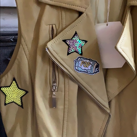 100% real yellow leather hand embellished vest S - Picture 5 of 8